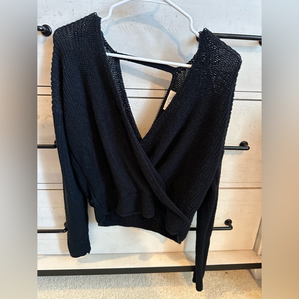 Jun & Ivy / Francesca’s Open-Back, Cross Sweater